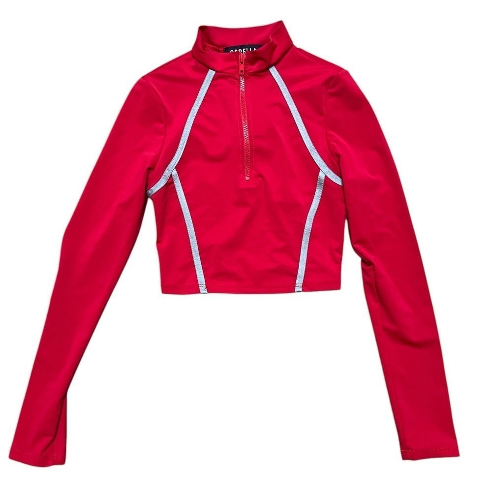 Sorella pink half zip cropped athletic long sleeve top
